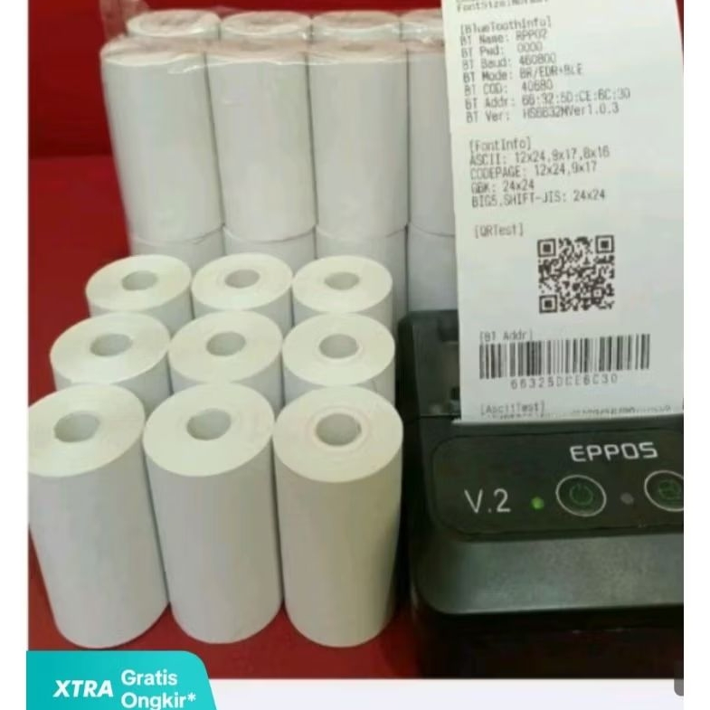 

10 pcs Kertas kasir thermal EDC bluetooth 58x30 careless full kertas