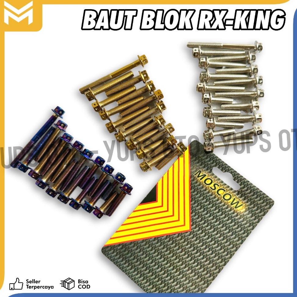 Paling Dicari BAUT PROBOLT BAK MESIN RX KING 1SET 17PCS ORIGINAL MOSCOW IMPORT KULITAS CROM JERNIH P