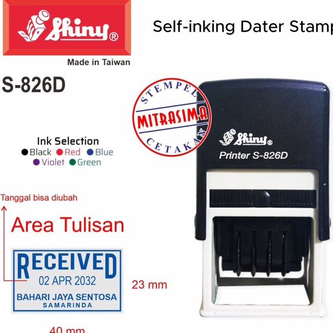 

Ready Stempel Shiny S826D S826D persegi dengan tanggal Tipe S 826D