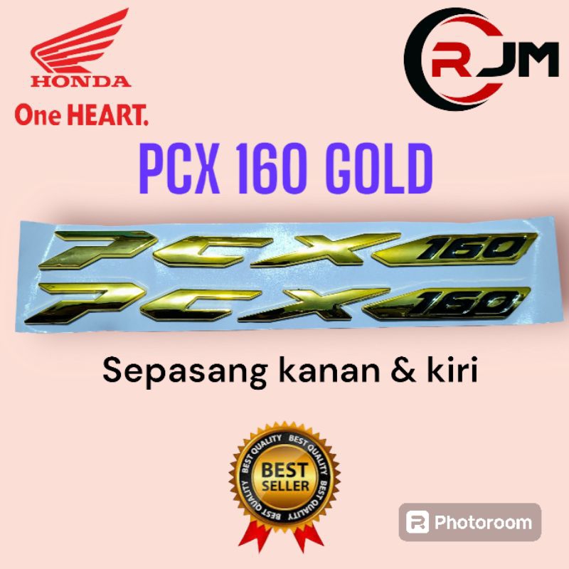EMBLEM PCX 160 GOLD EMBLEM 3D PCX 160 EMBLEM BODY PCX 160 GOLD STIKER 3D BODY SET KANAN KIRI