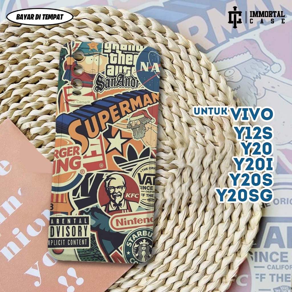 Casing VIVO Y20 Y12S Y20S Y20SG - Case Silikon VIVO Y20 Y12S Y20S Y20SG ( GRAFFITI ) Softcase Glass 