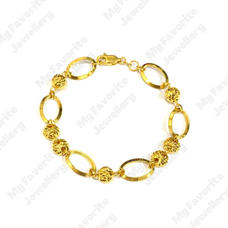 Gelang Mocca Variasi Bola Emas Asli Kadar 700