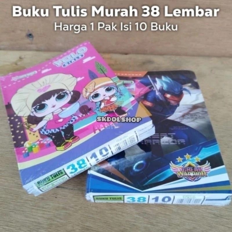 

buku tulis murah buku tulis 38 lembar 1 pck isi10 buku uk kwarto buku tulis biasa