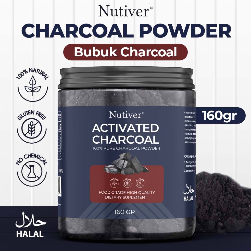 NUTIVER | ACTIVATED CHARCOAL POWDER | KARBON AKTIF | ARANG BUBUK | ARANG AKTIF | TEETH WHITENING | O