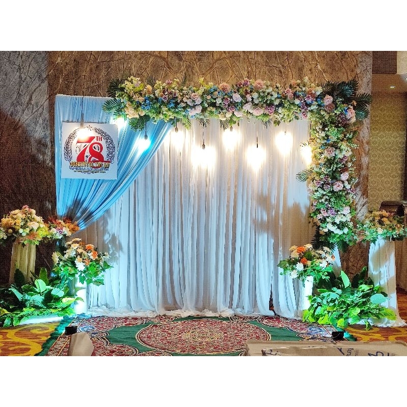 Dekorasi backdrop Dirgahayu / ulang tahun kantor minimalis 3 meter