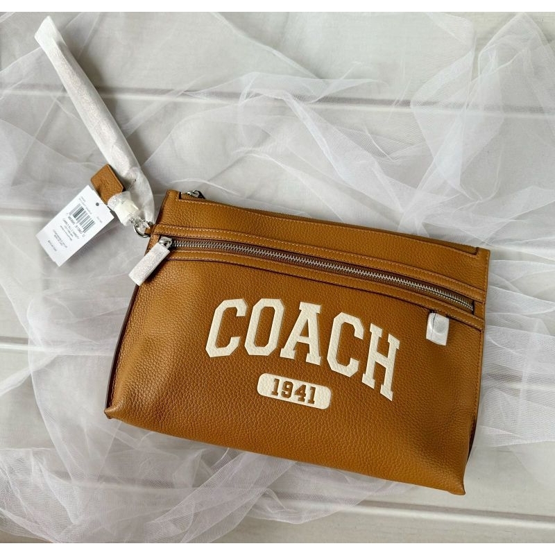 Coach Authentic Original Carryall Pouch Varsity Light Saddle Leather i
