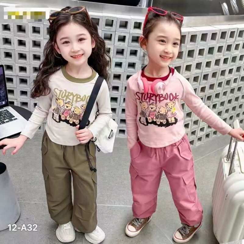 Set joger cargo/set anak perempuan/setelan anak/setelan anak perempuan