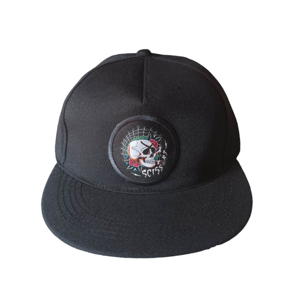 Snapback Hat Sc Spider Skull Black ( Scissors Apparel )