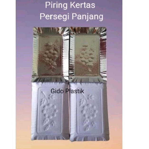 Piring Kue Kertas 10 pcs/ Piring Kertas Persegi Panjang Perak Ulang Tahun.