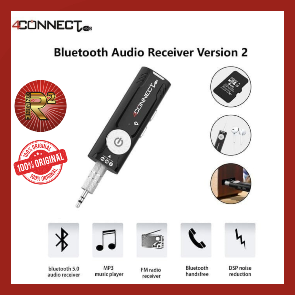 4Connect Bluetooth Audio Music Receiver Dongle Versi 5.0 With MP3 Player and FM Radio