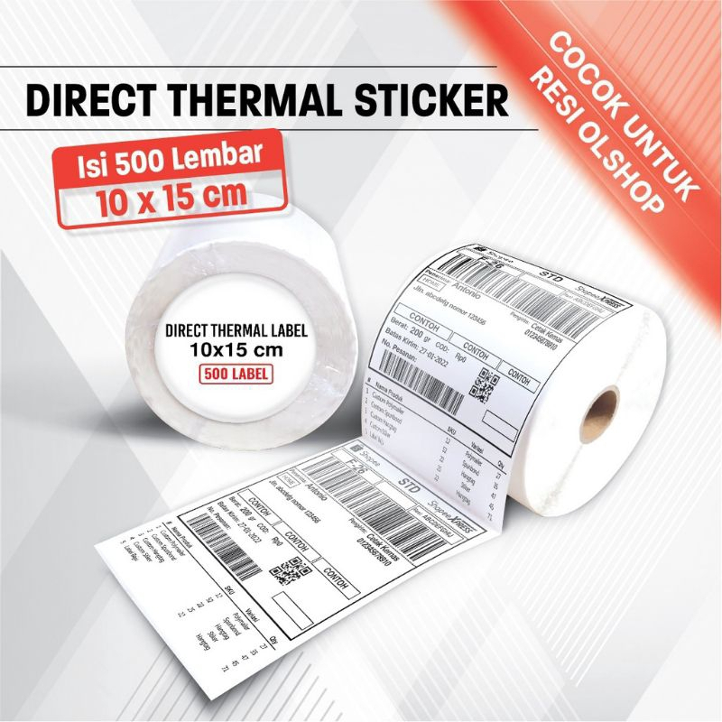 

Kertas Print Label Thermal 100x150 Isi 500 PCS / Kertas Label Pengiriman Sticker Barcode