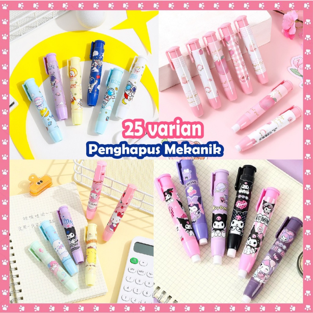

PENGHAPUS PENSIL MEKANIK MOTIF ANAK KARTUN SANRIO LABUBU CAPIBARA LUCU MURAH MODEL LIPSTIK