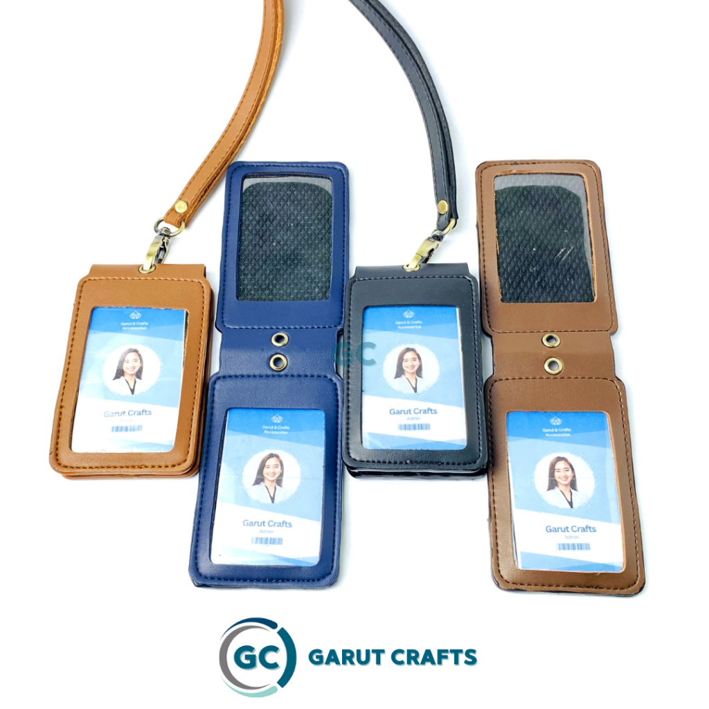 

G-Crafts Id Card Holder Kulit Lanyard Id Card Kulit Gatungan Kartu Nama Elegant Model Flip Magnetik Edition