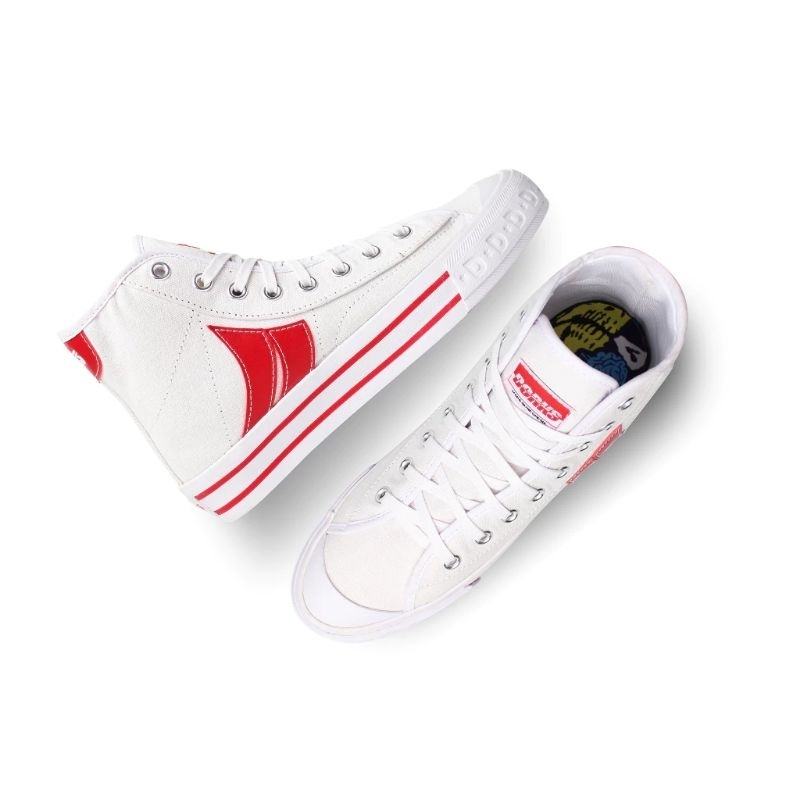 SEPATU DORKS WHITE RED HIGH