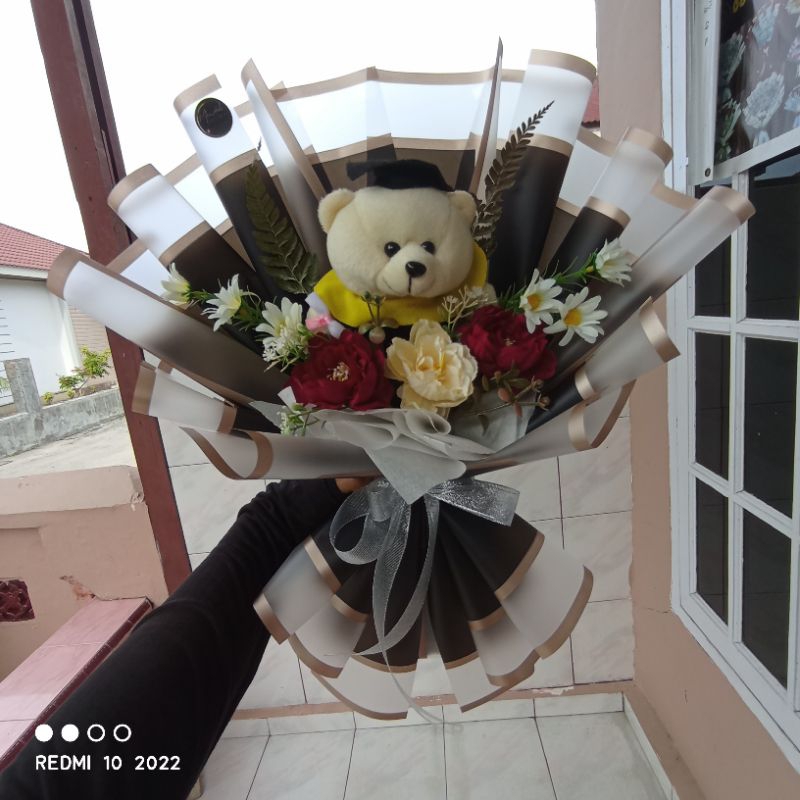 

[size 40 cm up ] bouqet wisuda, boneka mix bunga