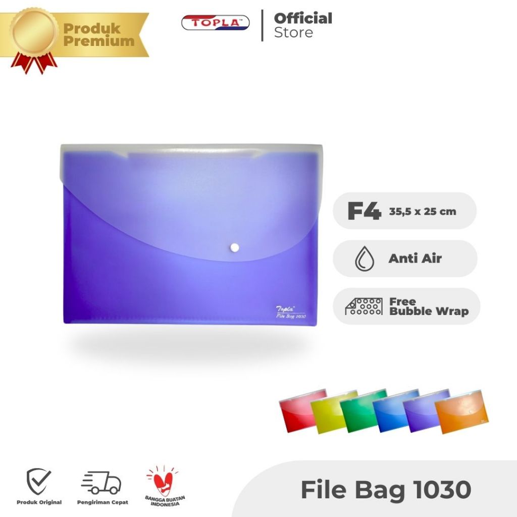 

File bag 1030 kancing dokumen organizer map file kertas berkas ukuran folio Topla