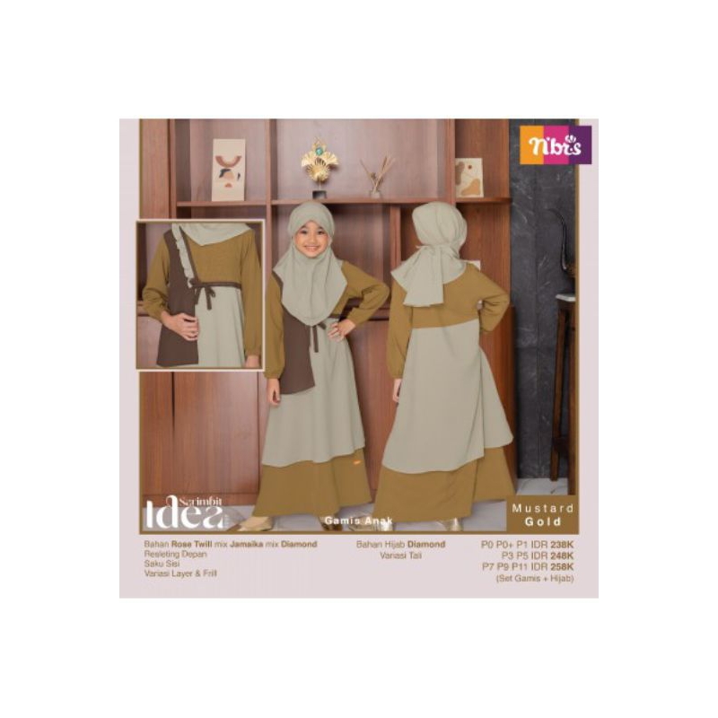NIBRAS IDEA GAMIS ANAK MUSTARD GOLD P0+