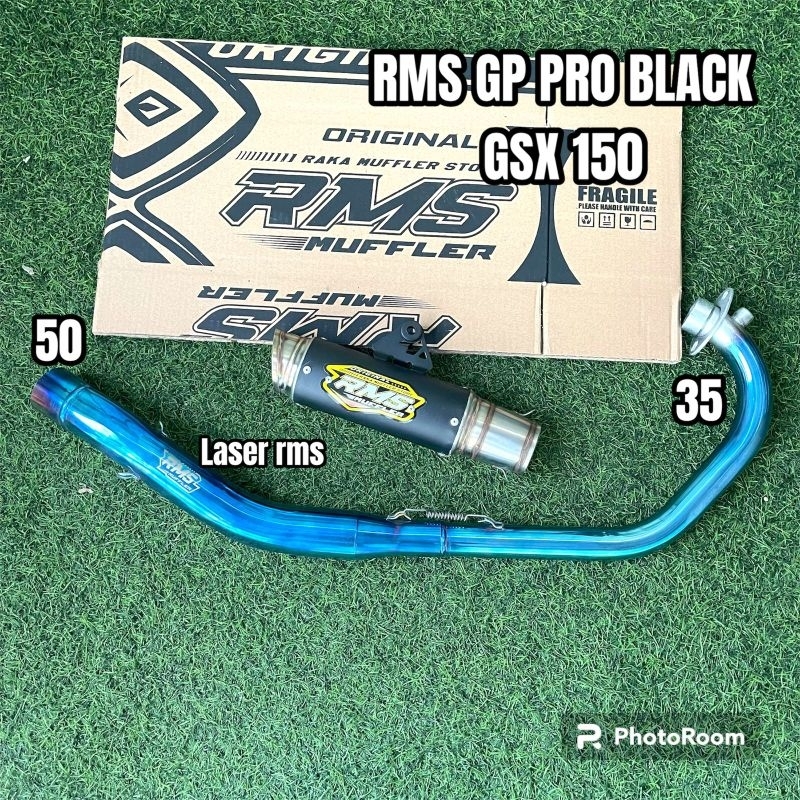 Knalpot rms gp pro black gsx 150r satria fu fi leher bending blue