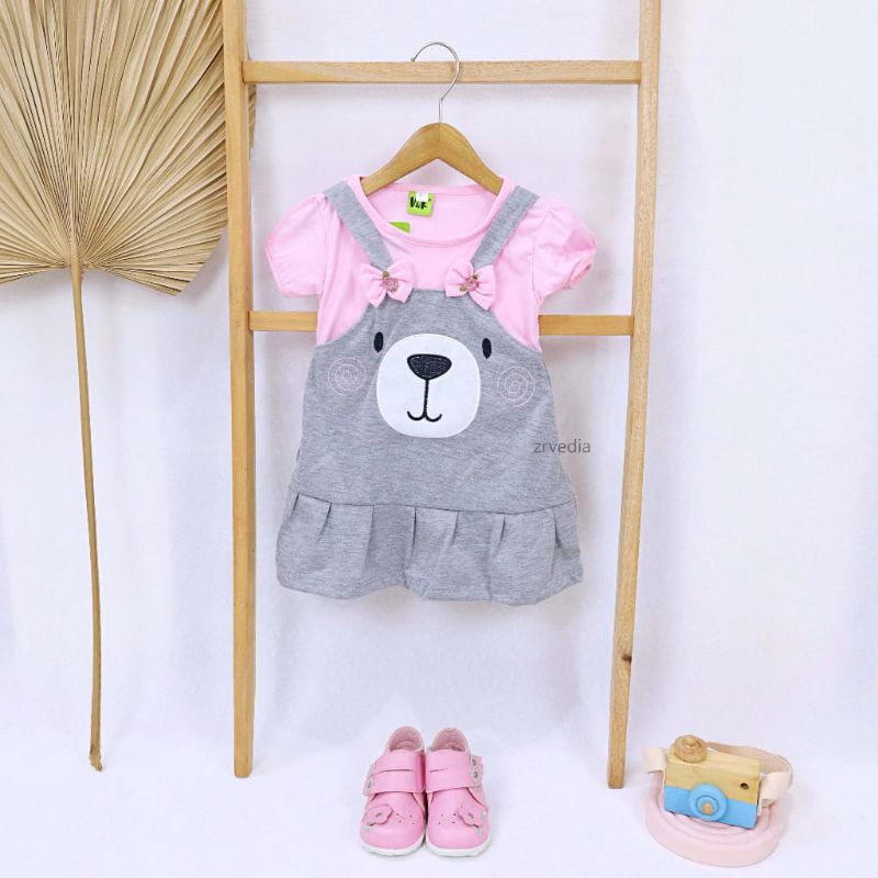 Bayi - 2 Tahun | dress cute bear baju anak perempuan kualitas overal baju kodok dress