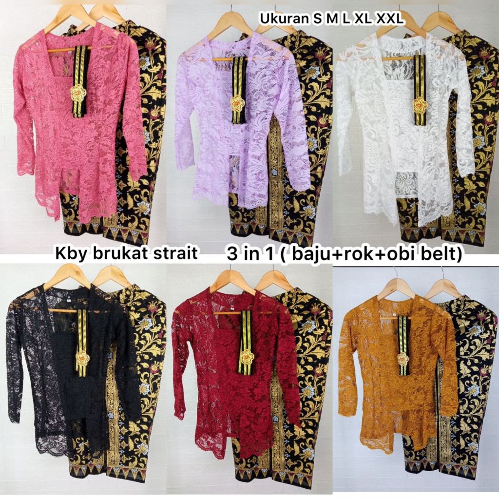 Setelan Kebaya Bali Modern Wanita Obi Rok Prada Grosir Murah Set Kebaya Brukat Atasan Kebaya Brokat 