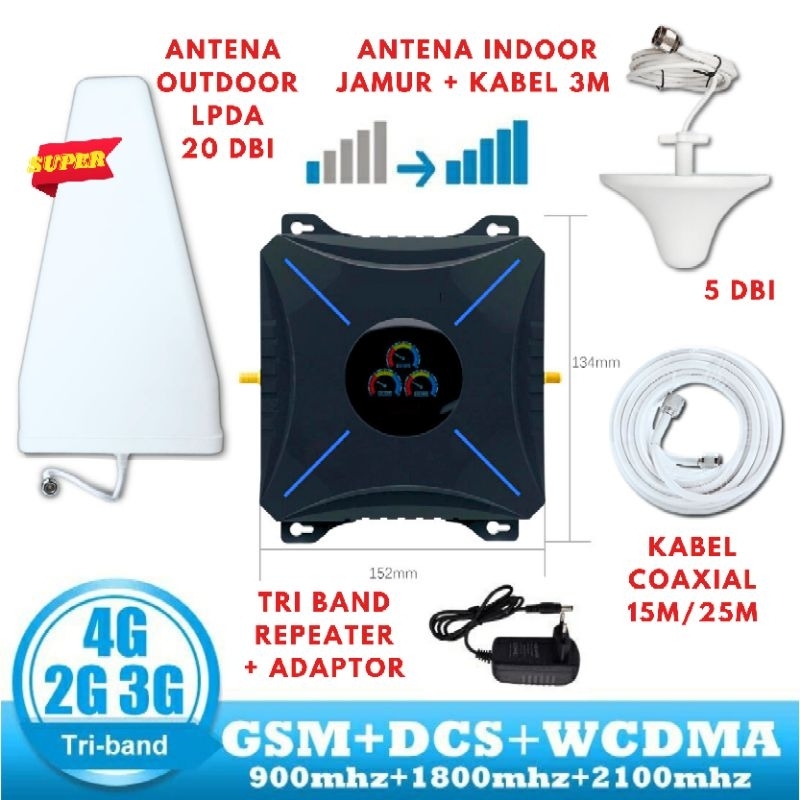 PENGUAT JARINGAN SINYAL HP INTERNET 4G 3G 2G PEDALAMAN PEDESAAN TRIBAND HIGH GAIN BOOSTER SIGNAL EDC