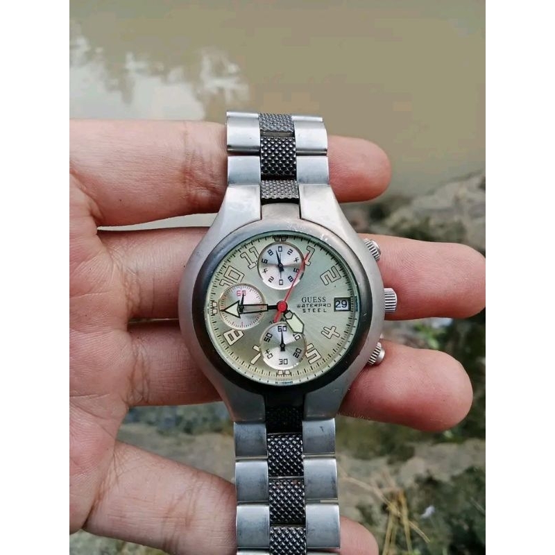jam tangan preloved guess waterpro chronograph