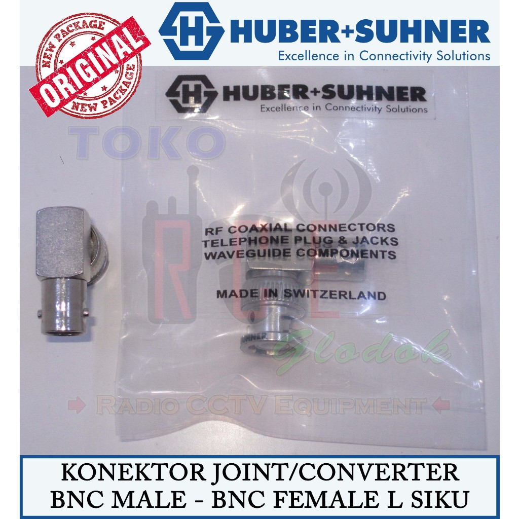 Konektor Connector Jack BNC Male To BNC Female Elbow L Siku BNC M BNC F HuberSuhner