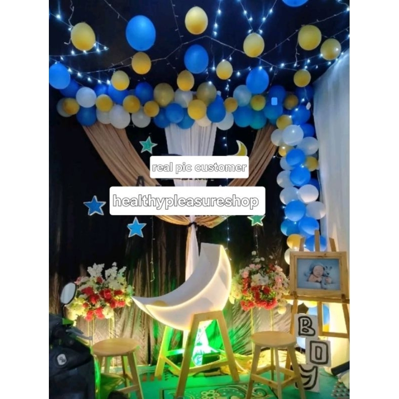 100 pcs balon metalik 12 inch : biru, gold, putih