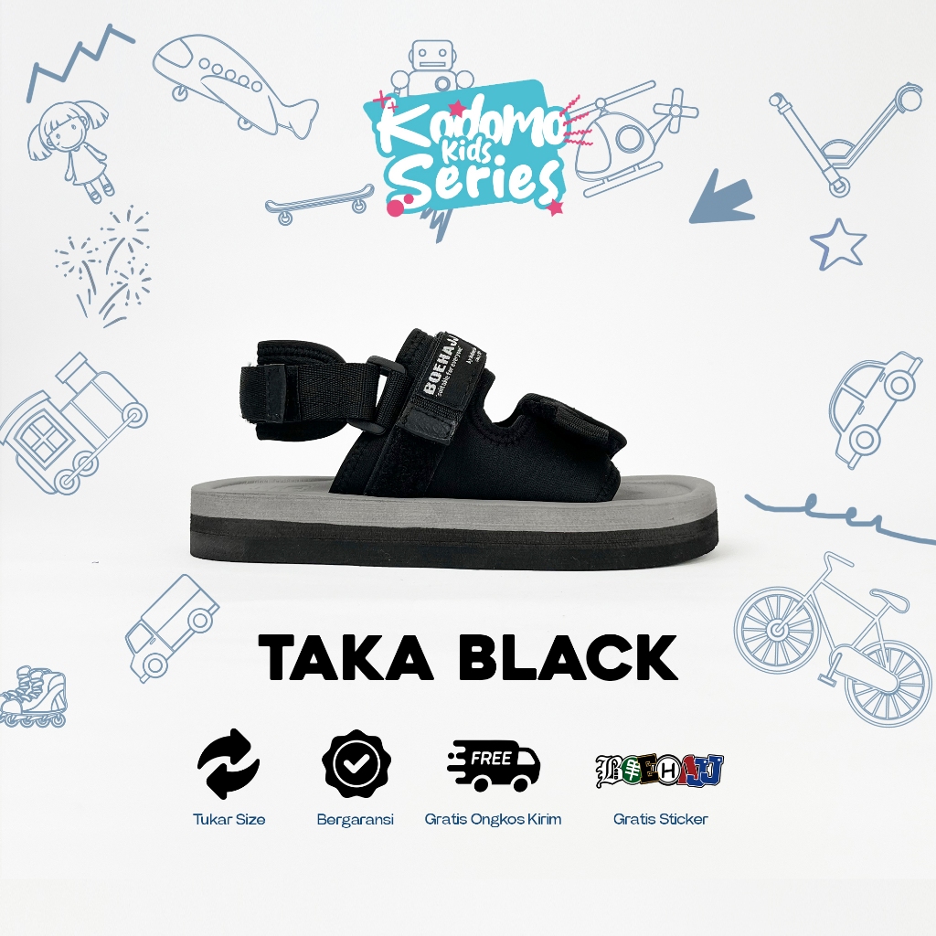 Boehajj - Sandal Gunung Anak Laki-laki Perempuan Unisex - Taka Black