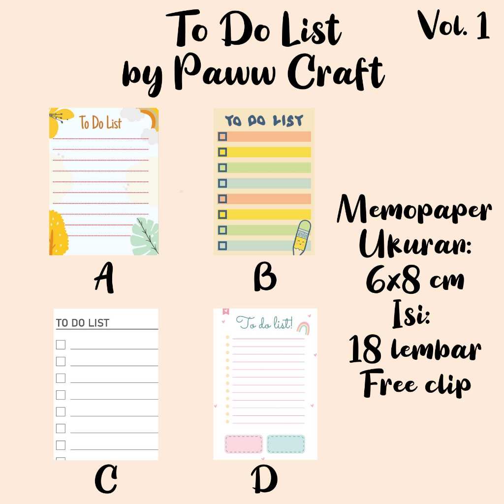

[Paww.craf] Memo paper To do list by Paww Craft 18 lembar free clip murah Sidoarjo