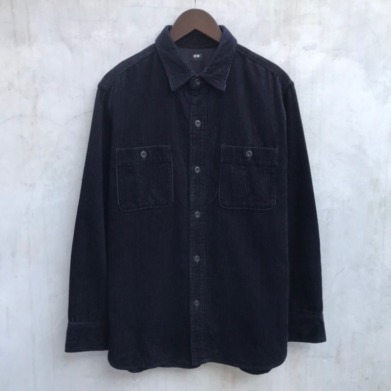Kemeja Outer Corduroy by Uniqlo Work Shirt Dark Navy Large