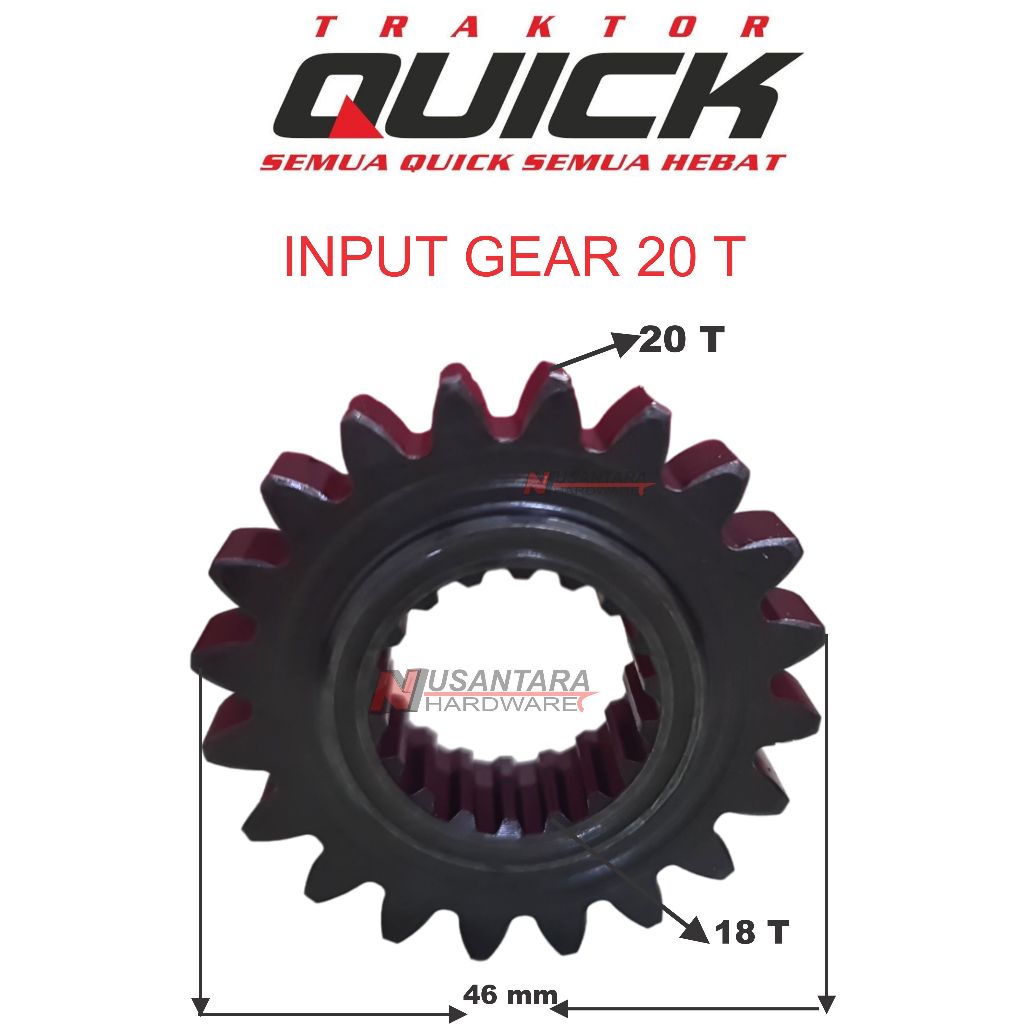input gear 20 t cakar baja quick, spare part cultivator quick, gear sprocket,gear cultivator quick, 