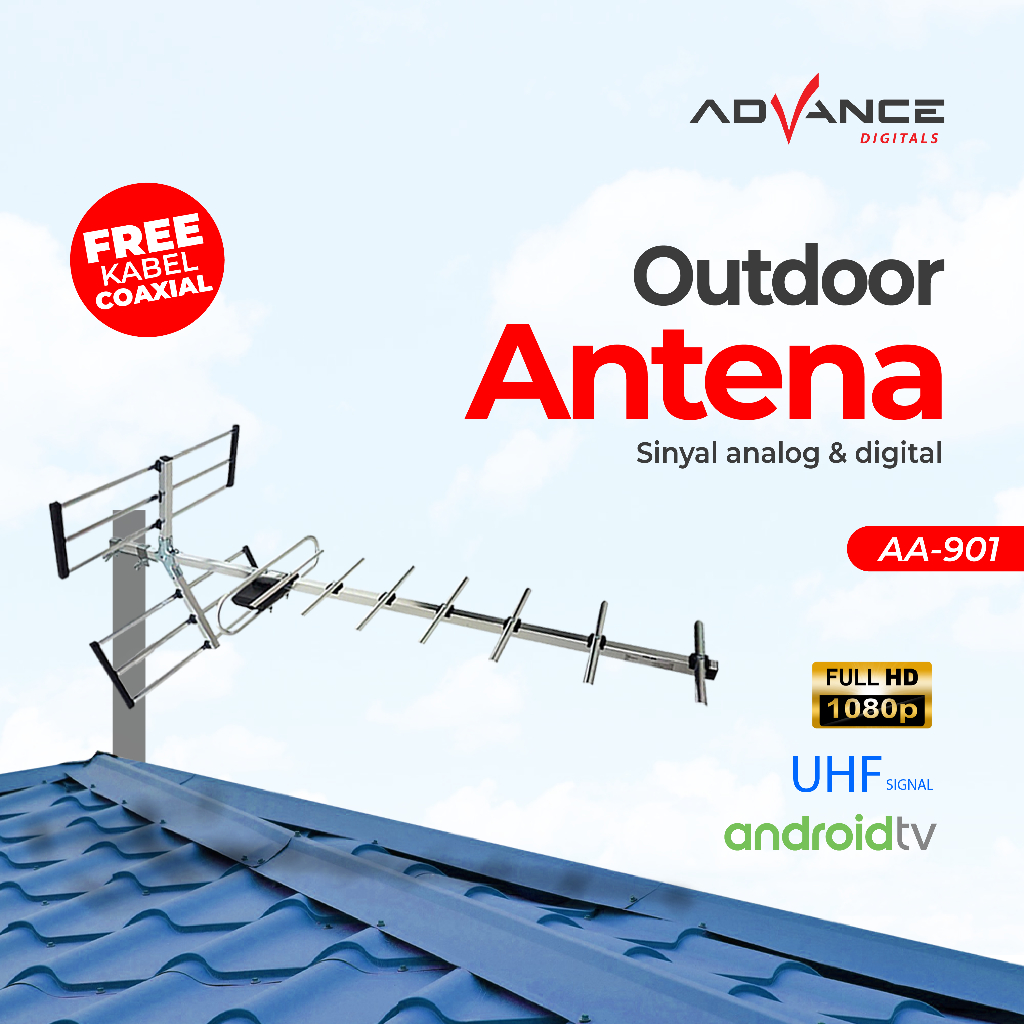 【Ready+Bisa dikirim hari ini】Advance Antena TV Dalam dan Luar Ruangan AA-901 Digital Analog Dalam DV