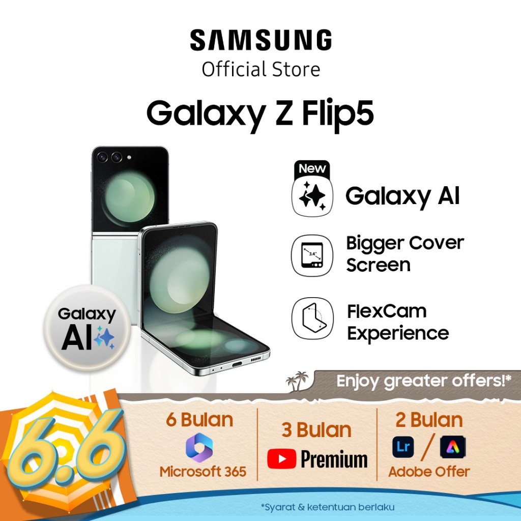 Samsung Galaxy Z Flip5 8/256GB - Mint, Handphone AI