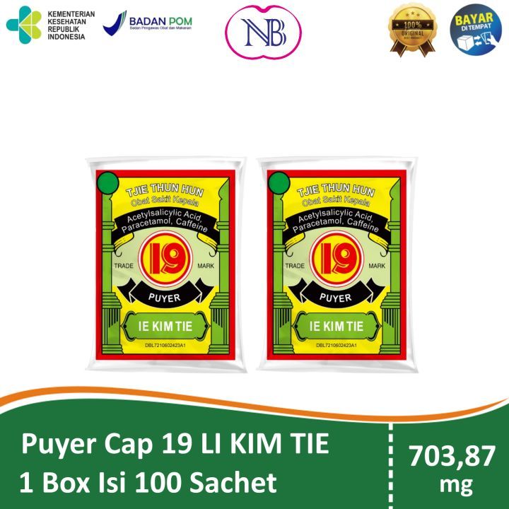 Puyer Sakit Kepala Cap 19 Isi 10 Sachet/Puyer 19 Tjie Thun Hun 1 BOX isi 100 Sachet (Obat Sakit Kepa