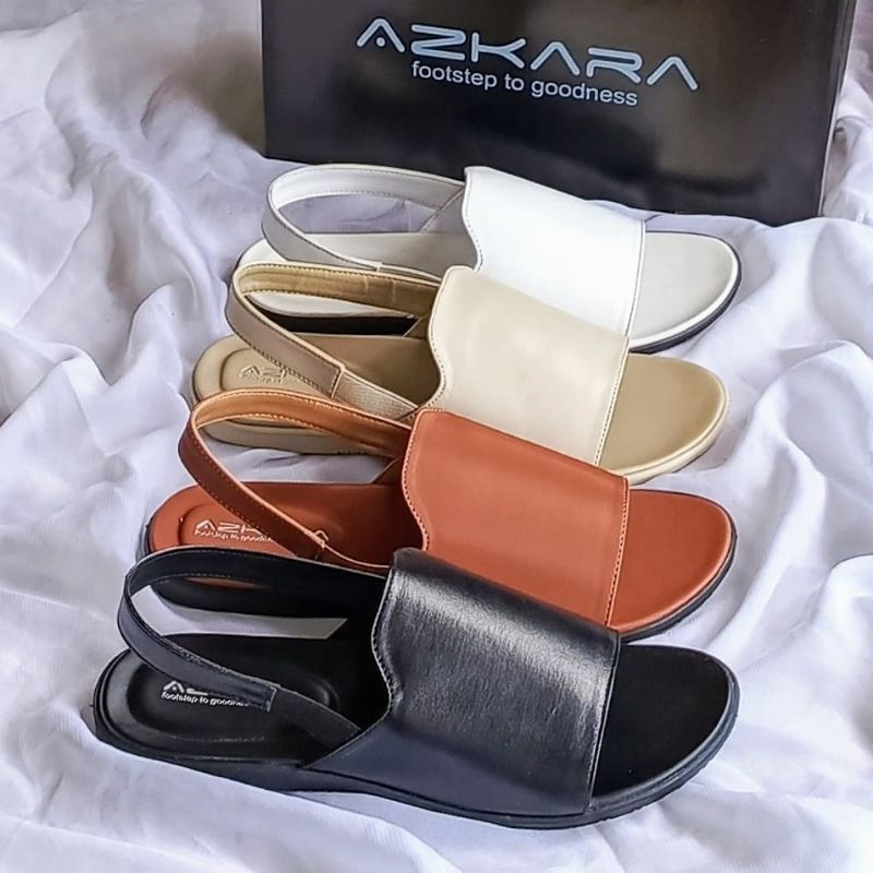 Azkara Sepatu Sandal Wanita Slide Teplek Tali Belakang Sendal cewek Flat Perempuan Terbaru Kekinian