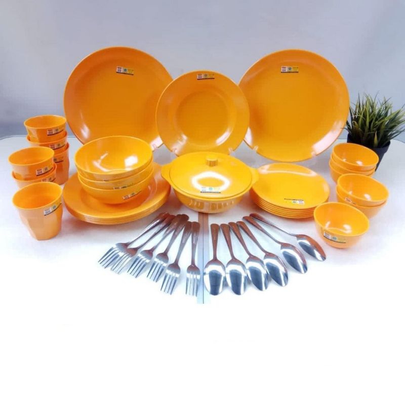 Piring Set Melamine 42pcs Golden Dragon GD SET 1 / Melamine Tableware Set