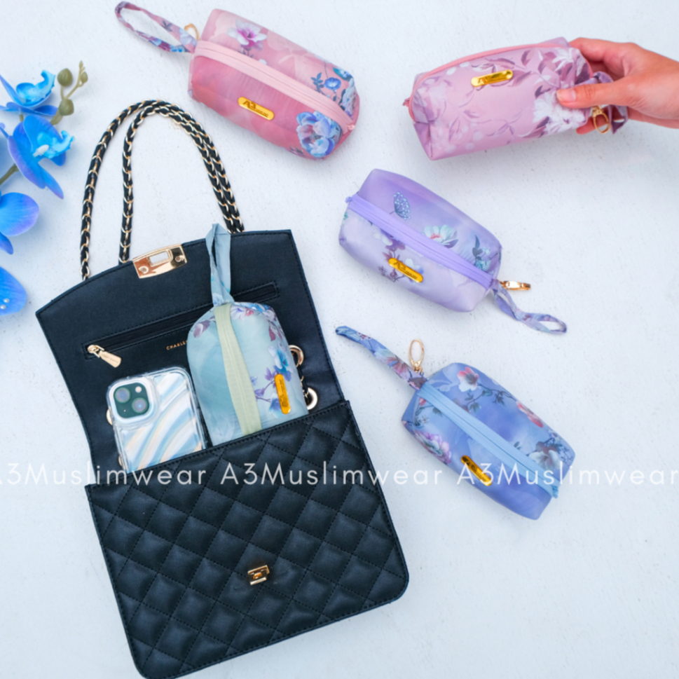 A3Muslimwear - Mukena Mini Traveling Pouch Parasut Korea Premium Free Tasbih Dan Sajadah