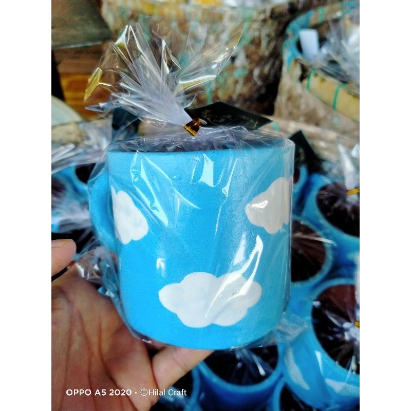 Souvenir Pernikahan Gelas gagang Motif awan
