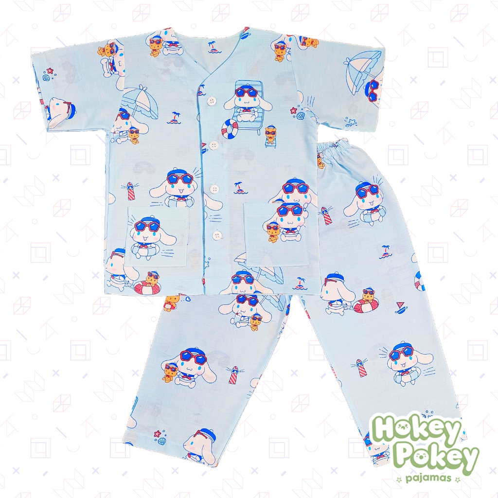 Setelan Baju Tidur Piyama Anak Perempuan Tanpa Kerah Motif Cinnamoroll
