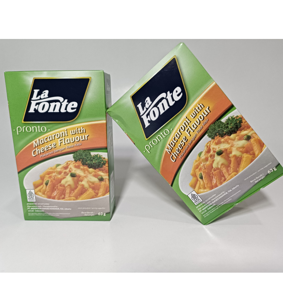 

LA FONTE PRONTO SPAGHETTI WITH BOLOGNESE SAUCE WITH MEAT 117 GRAM / LA FONTE PRONTO MACARONI WITH CHEESE