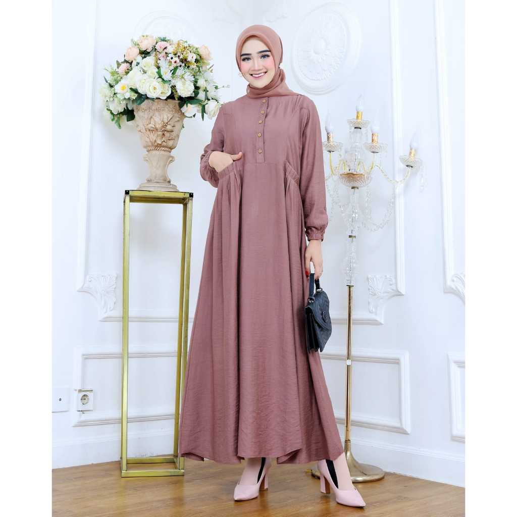 Isam Dress | Gamis Polo Linen | Dress Busui