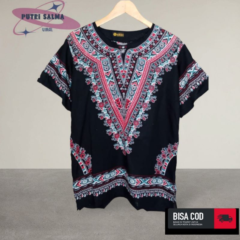 BAJU KAOS DASHIKI BAJU UJE DASAR HITAM BARONG BALI PRIA WANITA