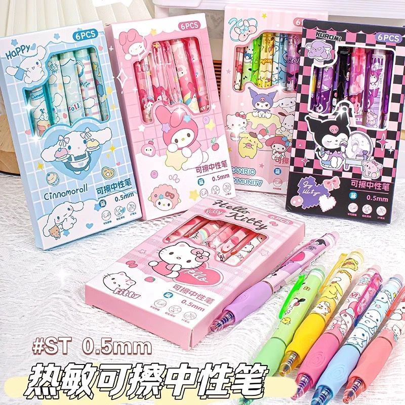 

SL88 - Set 6 Pcs Pulpen Gel Dihapus Motif SANRIO Tinta Biru/ Set Alat Tulis isi 6 PCS Pulpen Gel Bisa Hapus/ Bolpoin Gel Erasable