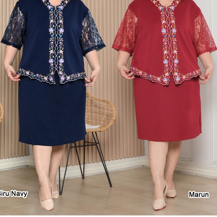 GROSIR SERAGAM Setelan Rok 267 size JUMBOOriginal Bordir Mat  Scuba Import  brukat Size Jumbo
