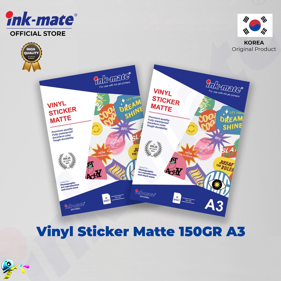 

Produk Sticker Vinyl Matte Waterproof Inkmate 15Gr A3