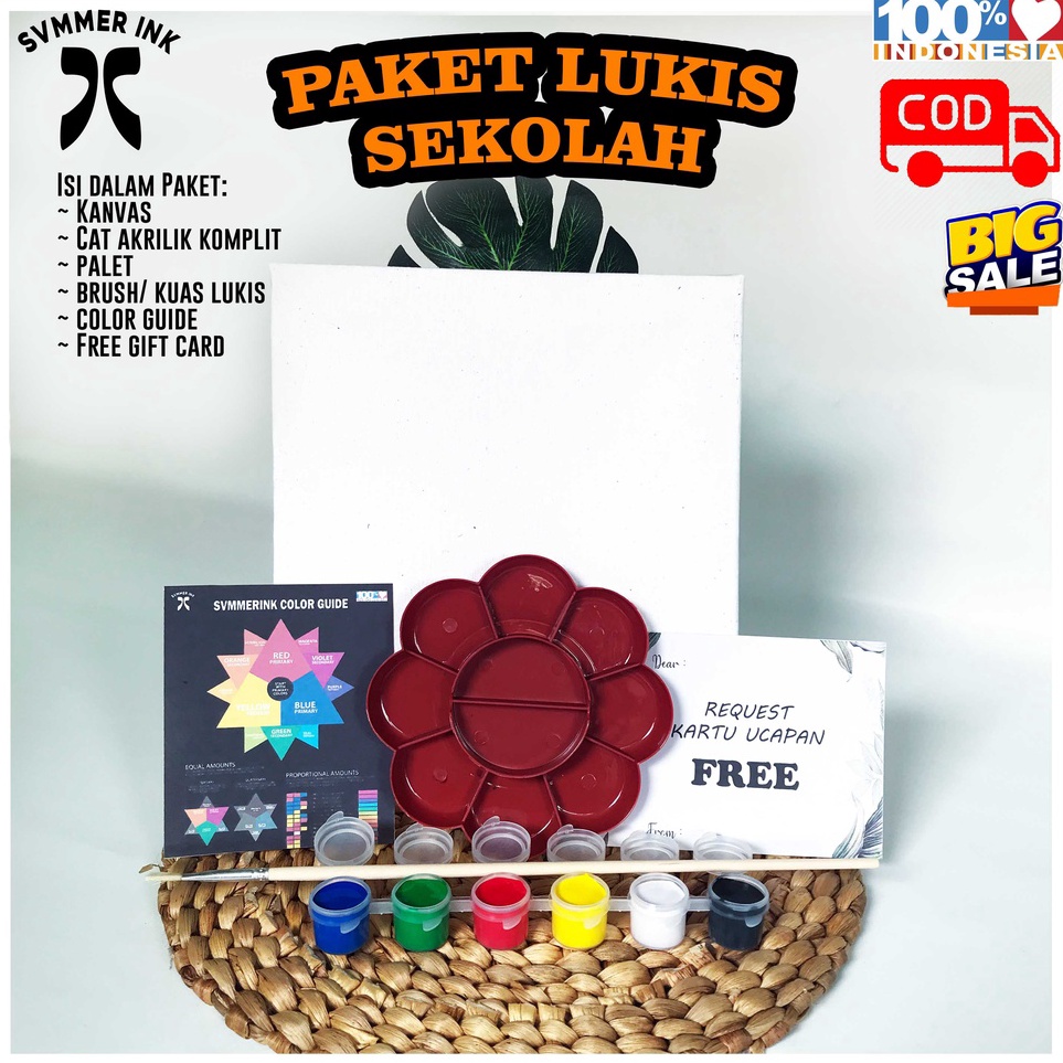 

Paket SEKOLAH Melukis 3x4cm Kanvas Lukis Palet Kuas BRUSH Cat Acrylic Akrilik Easel perlengkepan melukis anak lengkap canvas satu set alat menggambar