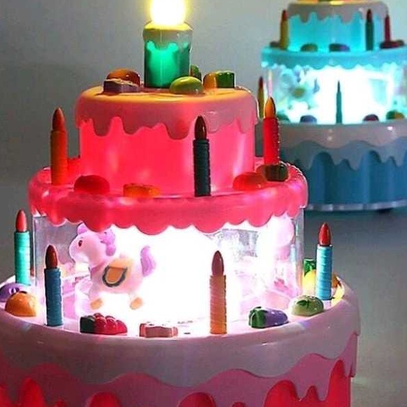 KF7 ELECTRIC ROTARY CAKE Mainan Kue Ulang Tahun Birthday Cake mainan anak hadiah ulang tahun