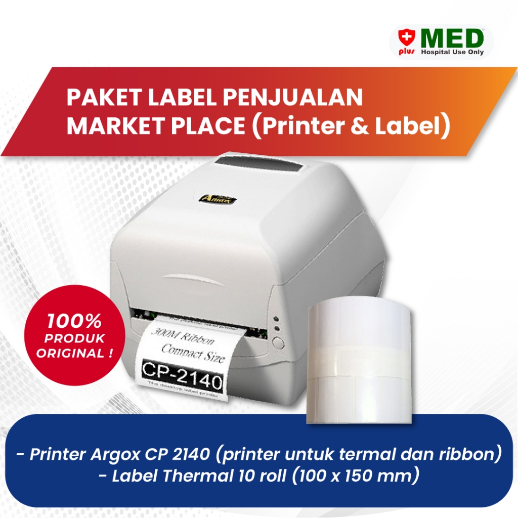 

PAKET LABEL PENJUALAN MARKET PLACE (Printer Argox CP2140 & 10 Roll Label Thermal 100 x 150)