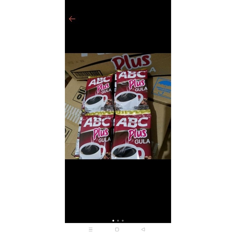 

kopi ABC plus sachet,1 renceng 10 sachet x 12 renceng per dus